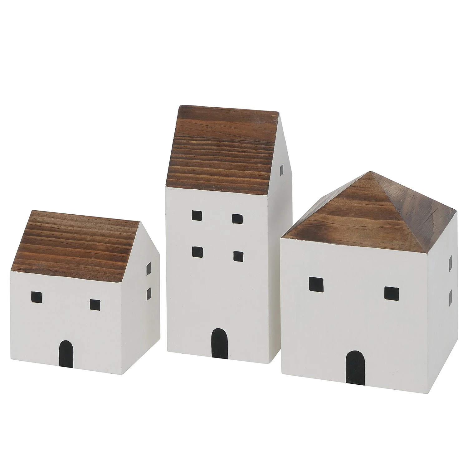 Boltze Dekoaufsteller Gotan (3-teilig) - Massoniana-Kiefer / MDF - Weiß / Braun