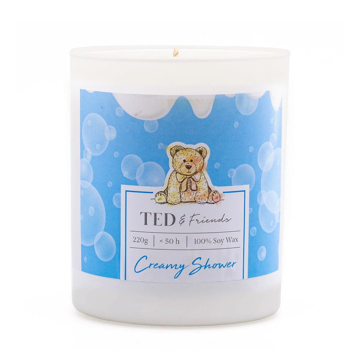 Ted & Friends Duftkerze Creamy Shower - Soja Wachs Mischung - Blau