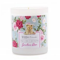 Ted & Friends Duftkerze Sevillana Rose - Soja Wachs Mischung - Blau / Pink