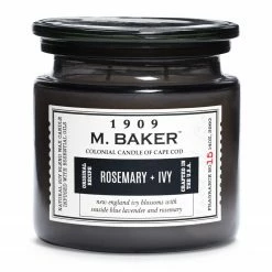 Colonial Candle Duftkerze Rosemary & Ivy - Soja Wachs Mischung - Schwarz - 396g