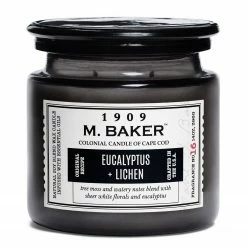 Colonial Candle Duftkerze Eucalyptus and Lichen - Soja Wachs Mischung - Schwarz - 396g