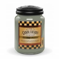 Candleberry Duftkerze Marshmallow & Embers - Veredeltes Paraffin - Grau - 570g