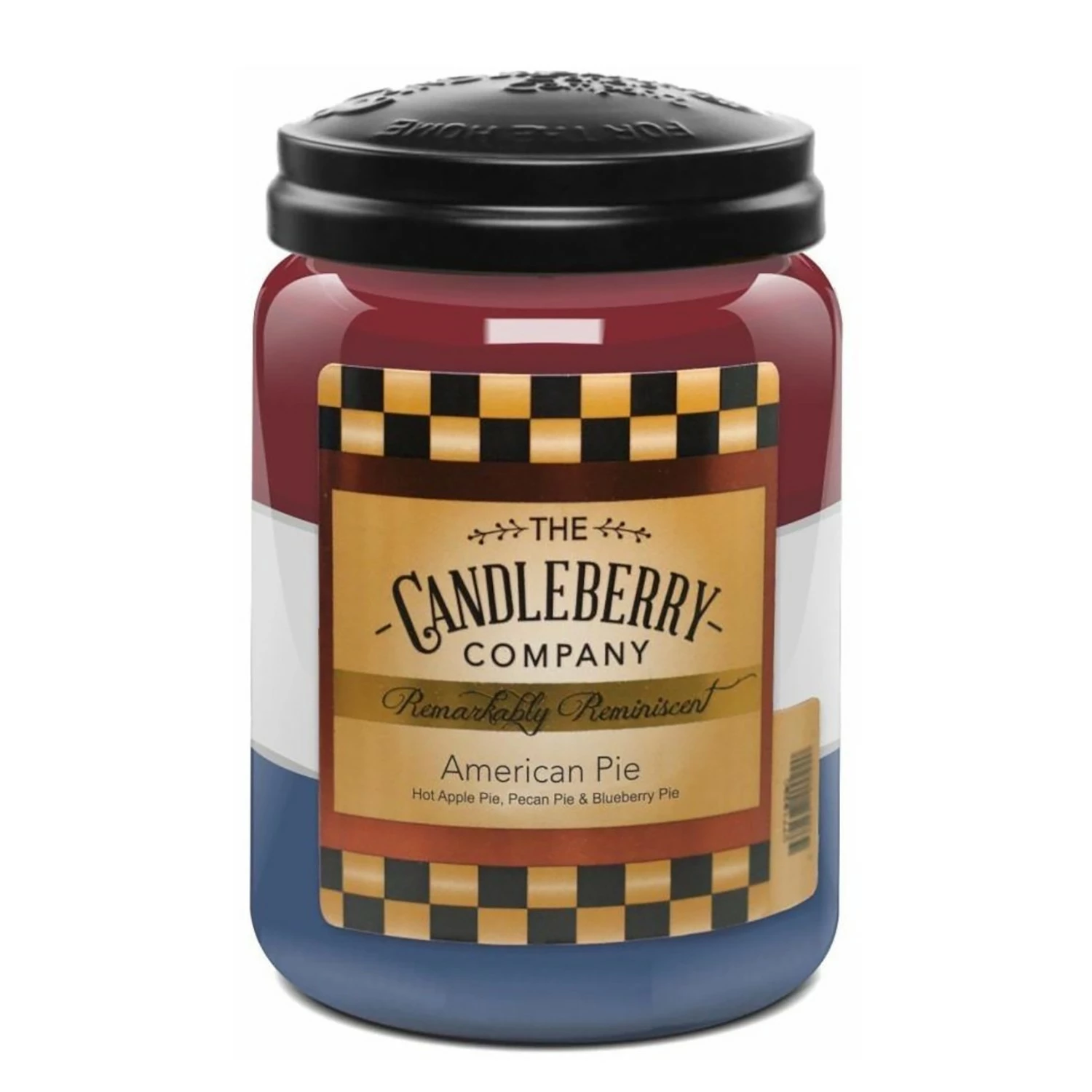 Candleberry Duftkerze Amercian Pie - Veredeltes Paraffin - Rot / Weiß / Blau - 570g