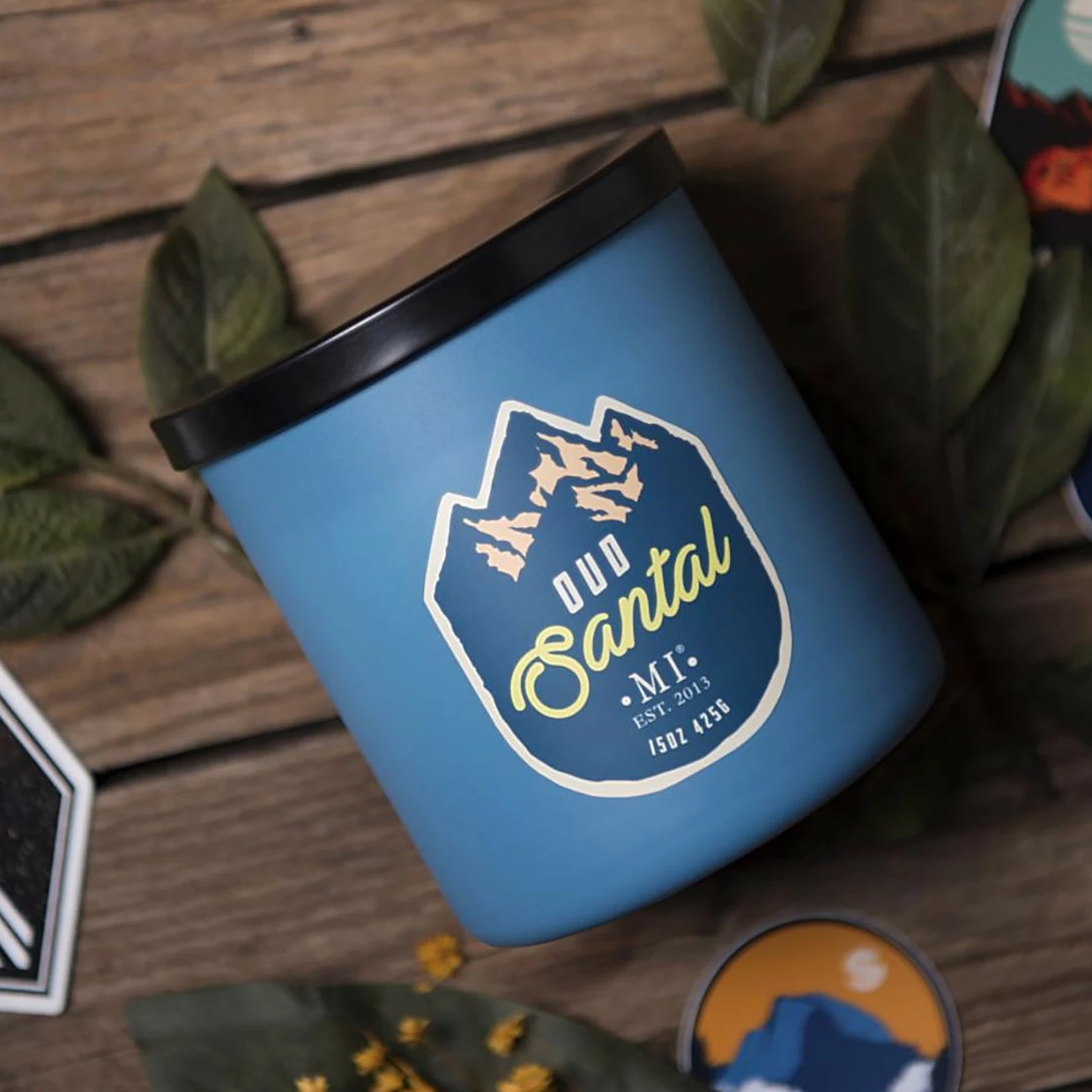 Colonial Candle Duftkerze Oud Santal - Soja Wachs Mischung - Blau - 425g – Bild 2