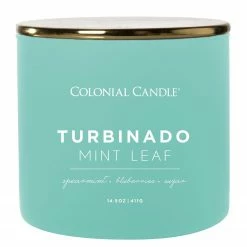 Colonial Candle Duftkerze Popofcolor Turbindo Leaf - Soja Wachs Mischung - Türkis - 411g