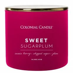 Colonial Candle Duftkerze Sweet Sugarplum - Soja Wachs Mischung - Rot - 411g