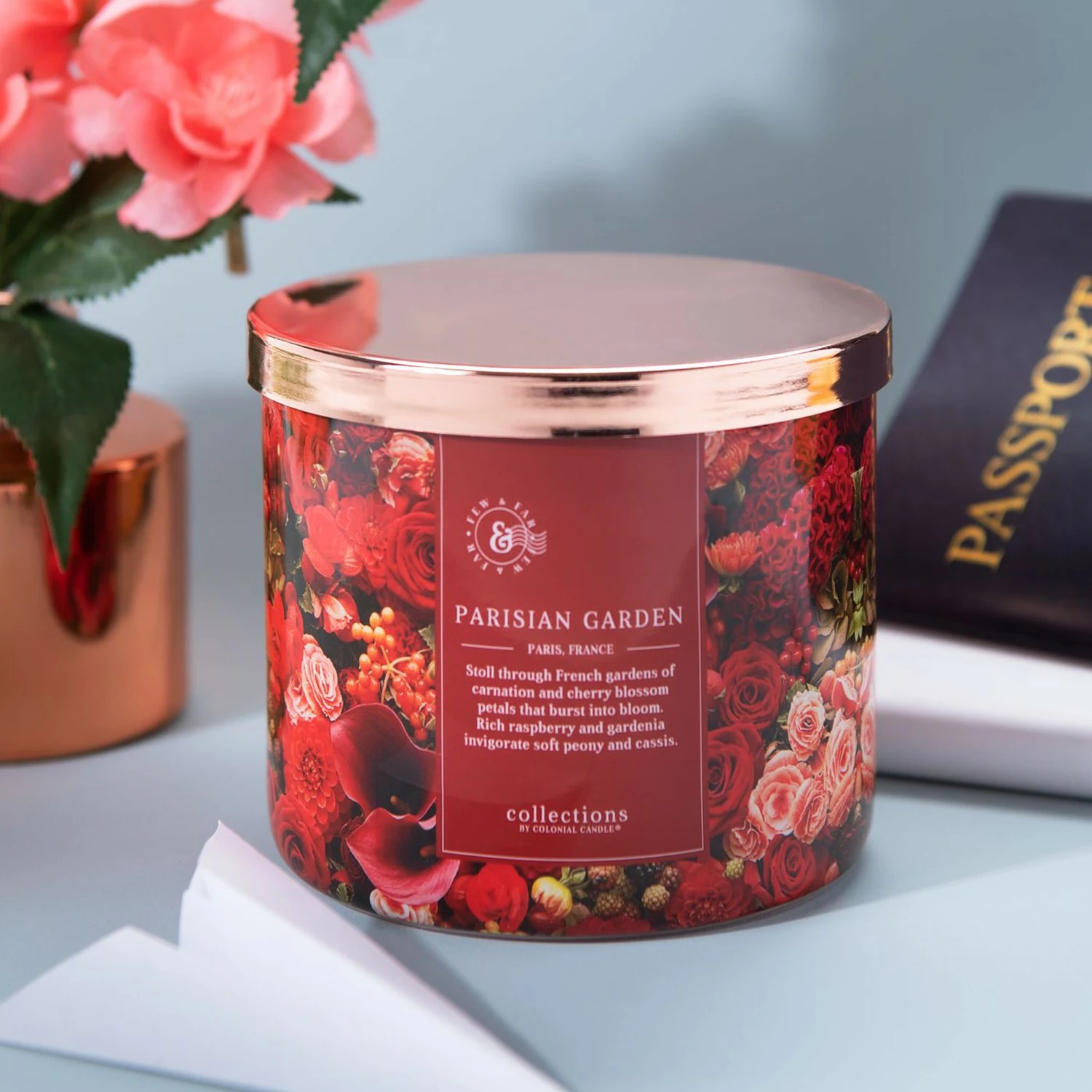 Colonial Candle Duftkerze Parisianarden - Soja Wachs Mischung - Rot - 411g – Bild 2