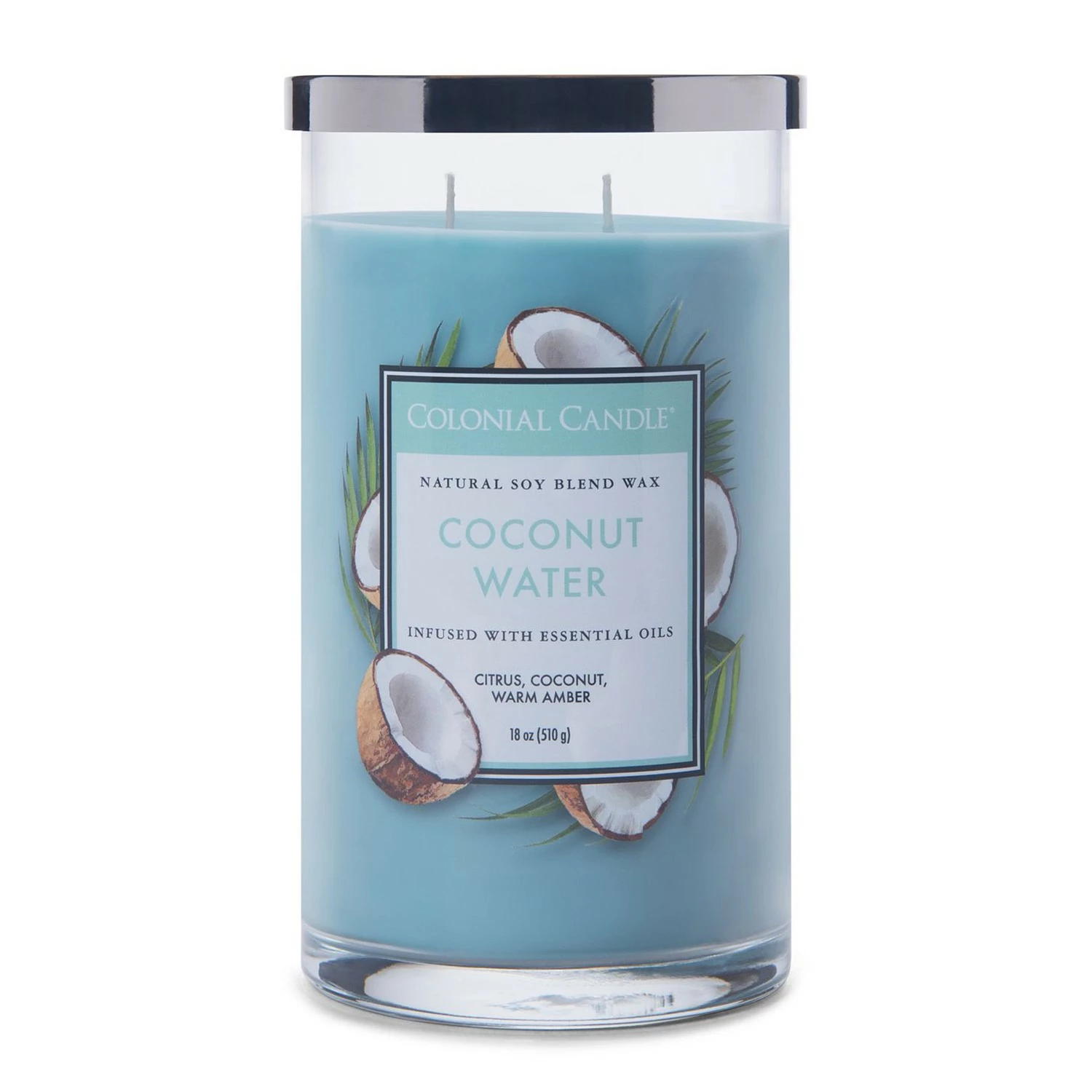 Colonial Candle Duftkerze Coconut Water - Soja Wachs Mischung - Blau - 538g