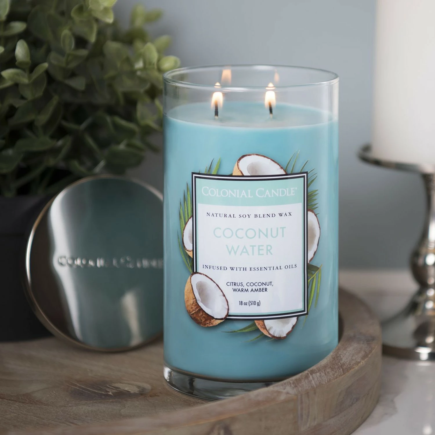 Colonial Candle Duftkerze Coconut Water - Soja Wachs Mischung - Blau - 538g – Bild 4