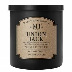Colonial Candle Duftkerze Union Jack - Soja Wachs Mischung - Schwarz - 467g