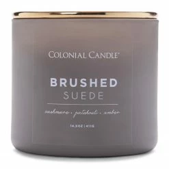 Colonial Candle Duftkerze Brushed Suede - Soja Wachs Mischung - Grau - 411g