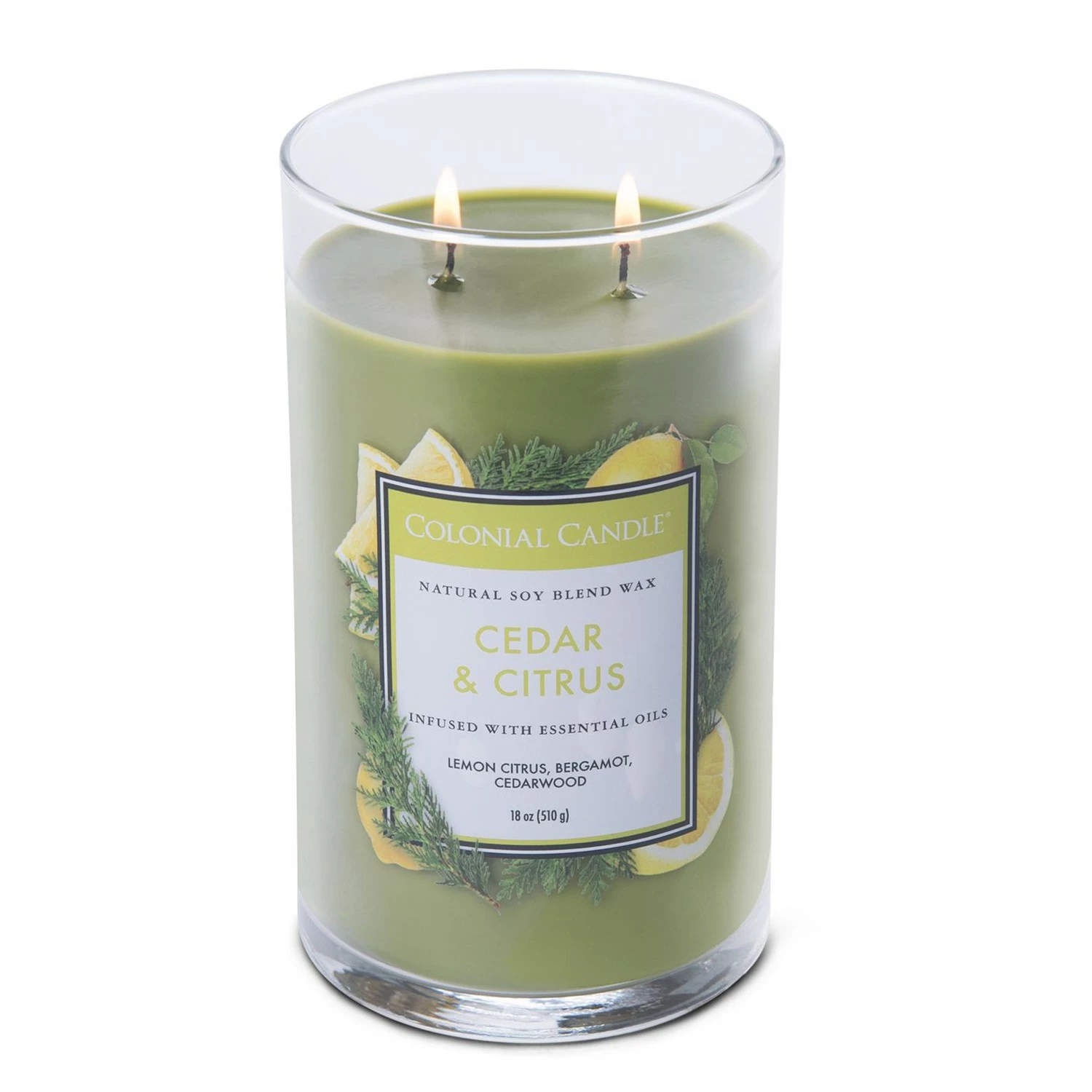 Colonial Candle Duftkerze Cedar & Citrus - Soja Wachs Mischung - Grün - 538g – Bild 2