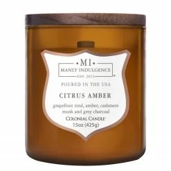 Colonial Candle Duftkerze Citrus Amber - Soja Wachs Mischung - Braun - 425g