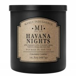 Colonial Candle Duftkerze Havana Nights - Soja Wachs Mischung - Schwarz - 467g