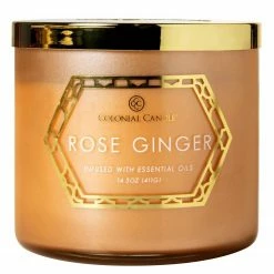 Colonial Candle Duftkerze Roseinger - Soja Wachs Mischung - Gelb - 411g