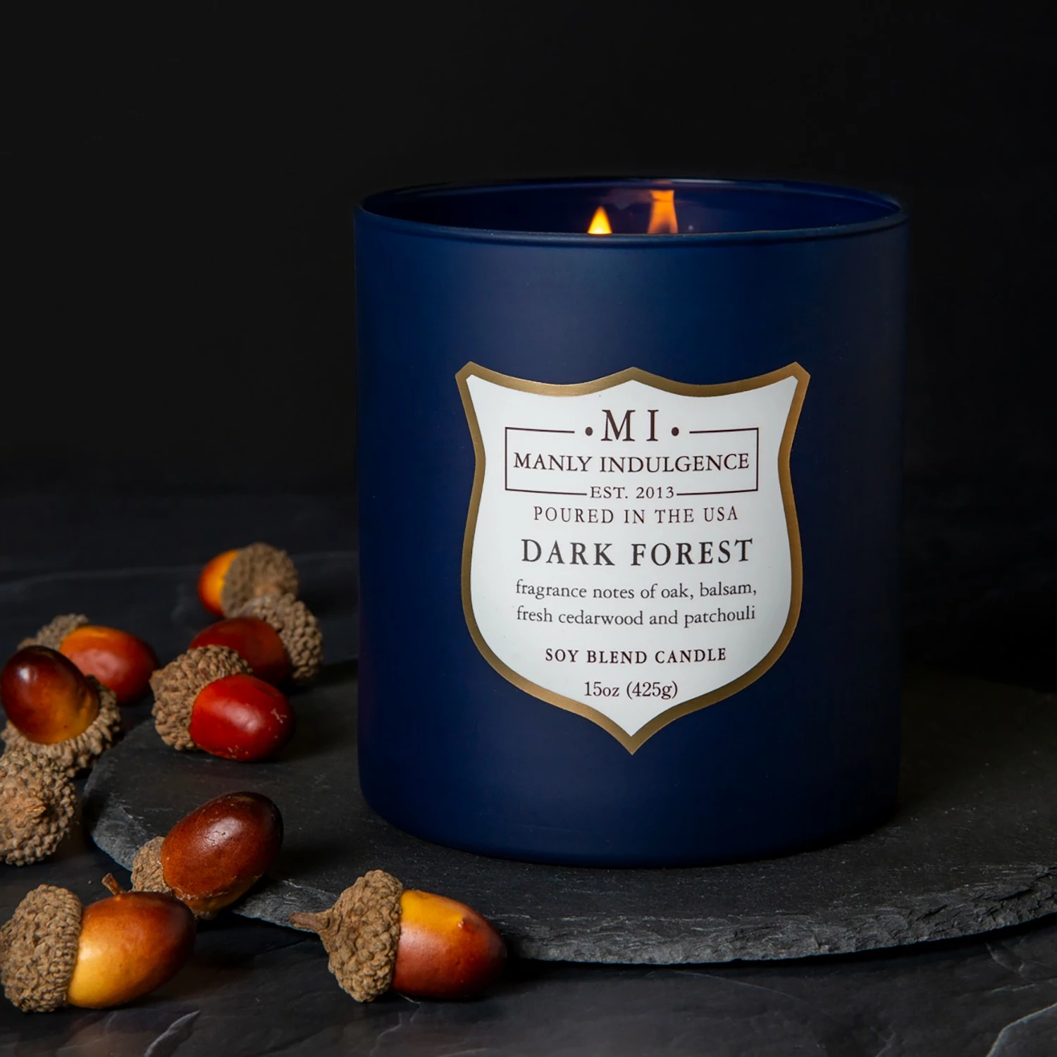 Colonial Candle Duftkerze Dark Forest - Soja Wachs Mischung - Blau - 425g – Bild 3