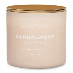 Colonial Candle Duftkerze Sandalwood Bonfire - Soja Wachs Mischung - Beige - 411g