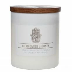 Colonial Candle Duftkerze Chamomile & Honey - Soja Wachs Mischung - Weiß - 453g