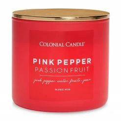 Colonial Candle Duftkerze Pink Pepper Passionfruit - Soja Wachs Mischung - Rot - 411g