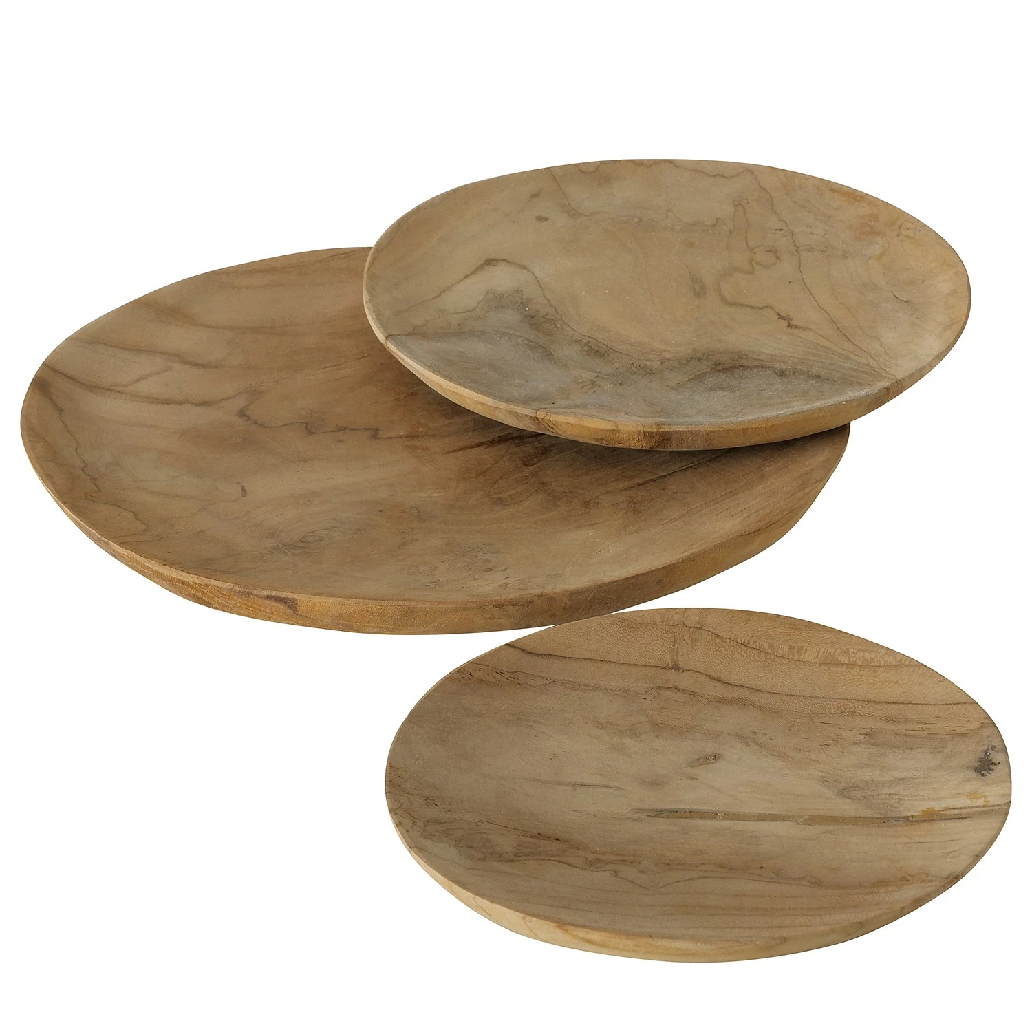 Boltze Teller Kallie (3-teilig) - Teakholz - Beige