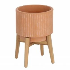 Twentyfour Pflanzkübel Elima - Terracotta / Acacia - Kupfer