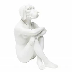 Kare Design Deko Figur Gangster Dog Cream - Weiß - Metall / Stein