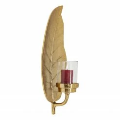 Kare Design Windlicht Leaf - Gold - Metall / Glas - Gold