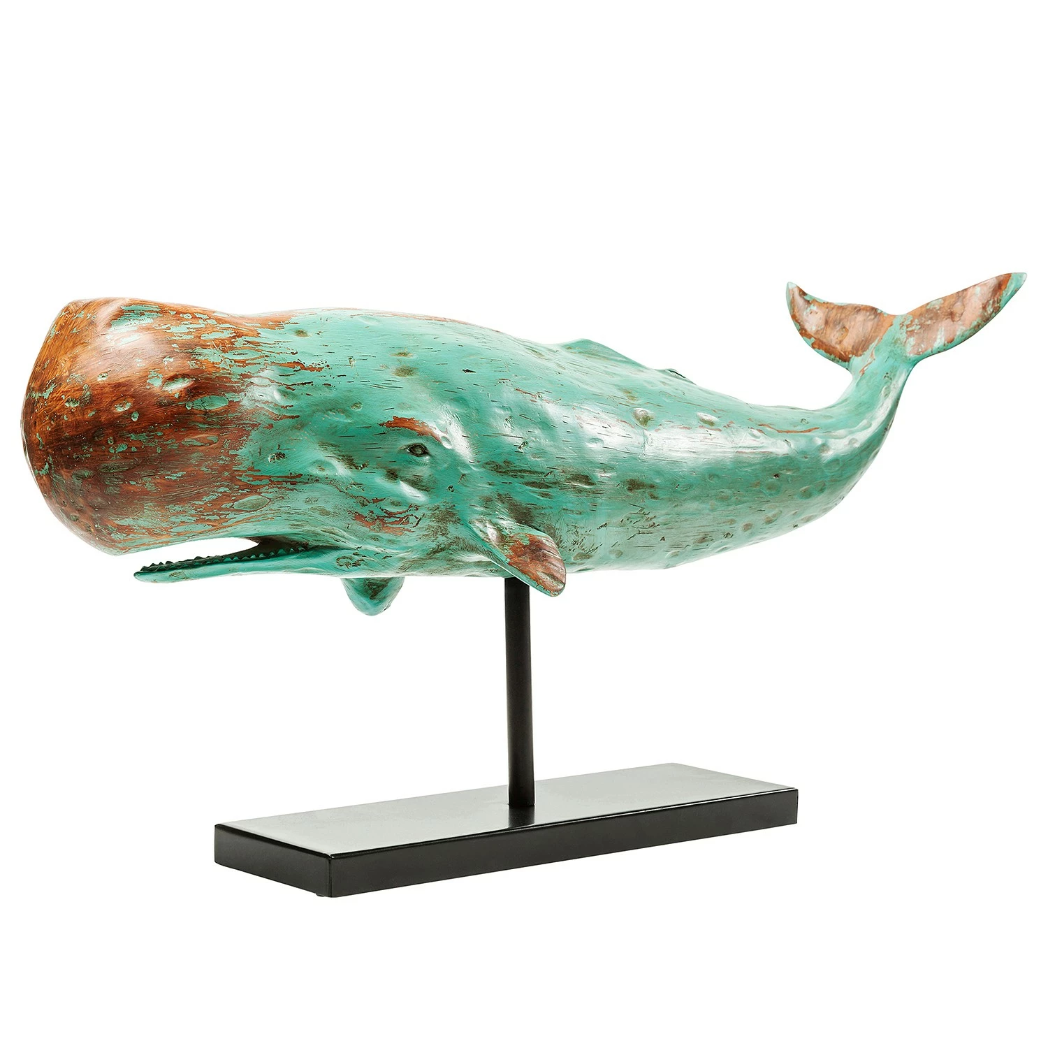 Kare Design Deko Figur Whale Base - Blau - Metall / Stein