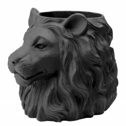 Kare Design Deko Übertopf Lion II - Schwarz - Kunststoff