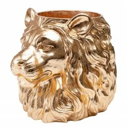 Kare Design Deko Übertopf Lion I - Gold - Kunststoff