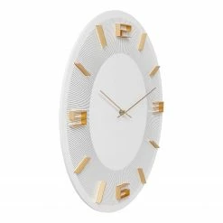 Kare Design Wanduhr Leonardo - Weiß / Gold - Metall / Holzwerkstoff / Kunststoff - Weiß / Gold