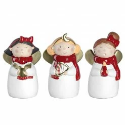 Leonardo Engel Natale (3-teilig) - Keramik - Weiß / Rot - Höhe: 8 cm
