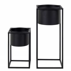 Blumentopf Marla (2-tlg.) - Black - Stahl