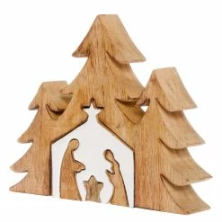 My Flair Dekoobjekt Tannenbaumpuzzle mit Krippe - Tanne - Braun