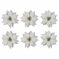 My Flair Dekoblumen Christstern (6er-Set) - Polyester PVC - Weiß