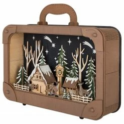 My Flair LED-Dekoobjekt Wooden Suitcase - Tanne - Beige