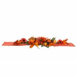 My Flair LED-Tischläufer Herbst Blumen - Polyester PVC - Orange