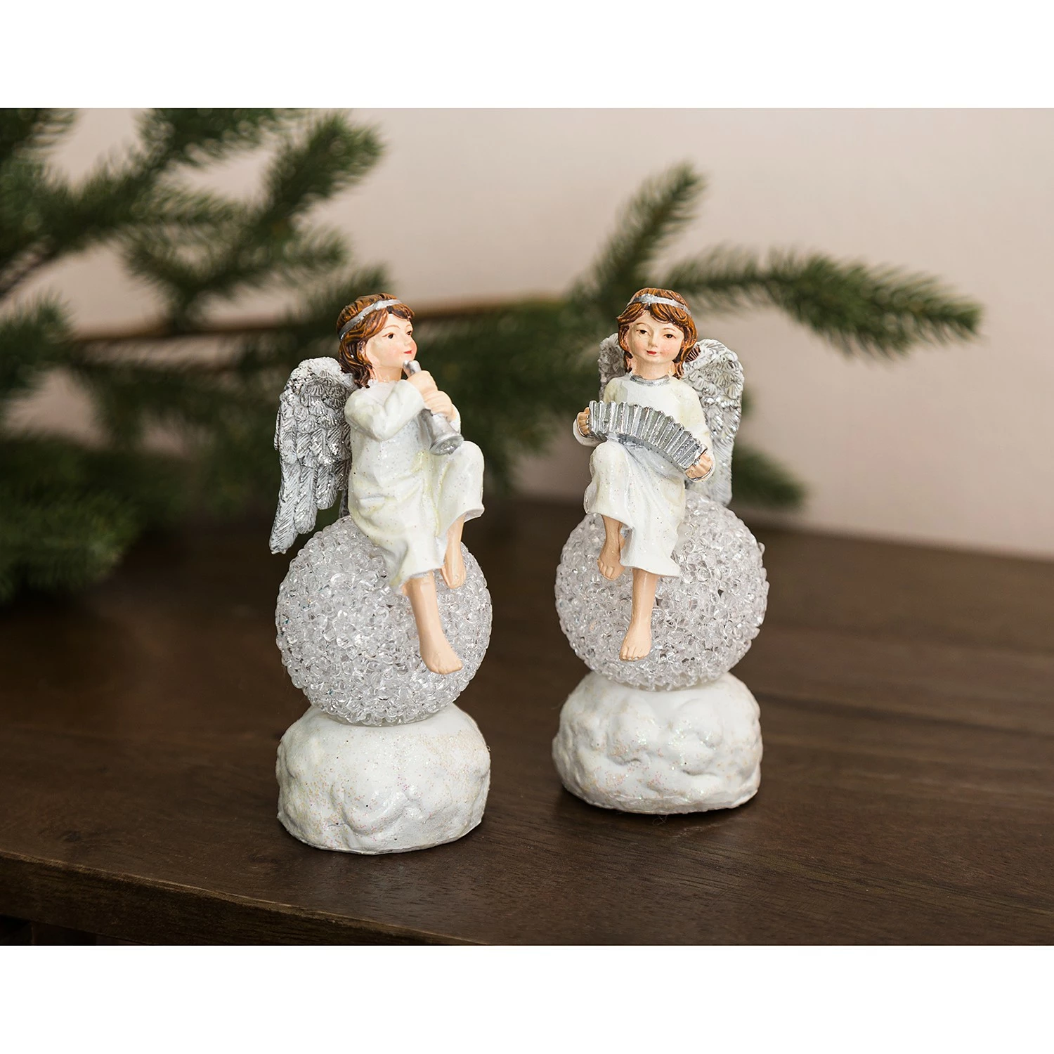 My Flair Dekofigur Engel (2-teilig) - Polystone - Weiß – Bild 3