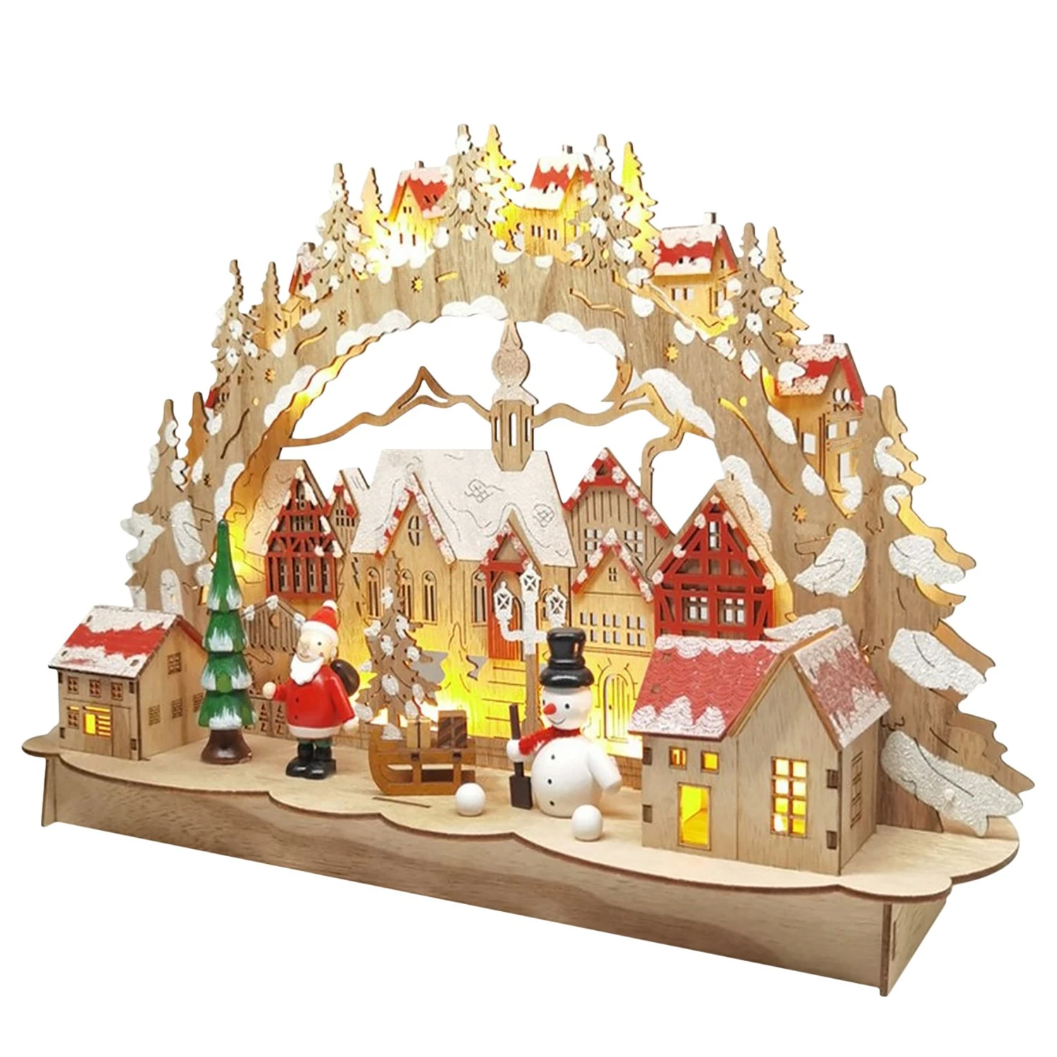 My Flair Dekofigur Schwibbogen mit Markplatz - Tanne - Beige