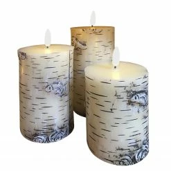 My Flair LED-Kerze Birke (3-teilig) - Wachs - Mehrfarbig