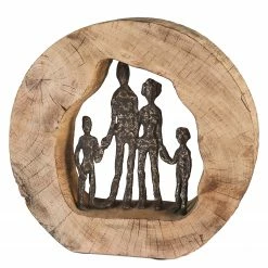 GILDE Skulptur Familie - Mangoholz - Braun