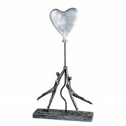 GILDE Skulptur Herz-Ballon - Kunstharz - Silber