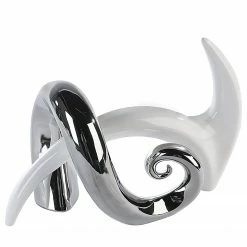 GILDE Dekoobjekt Duo - Keramik - Weiß / Silber