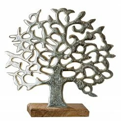 GILDE Dekoobjekt Lebensblume II - Aluminium - Silber / Natur
