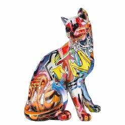 GILDE Dekofigur Katze Street Art - Kunstharz - Mehrfarbig