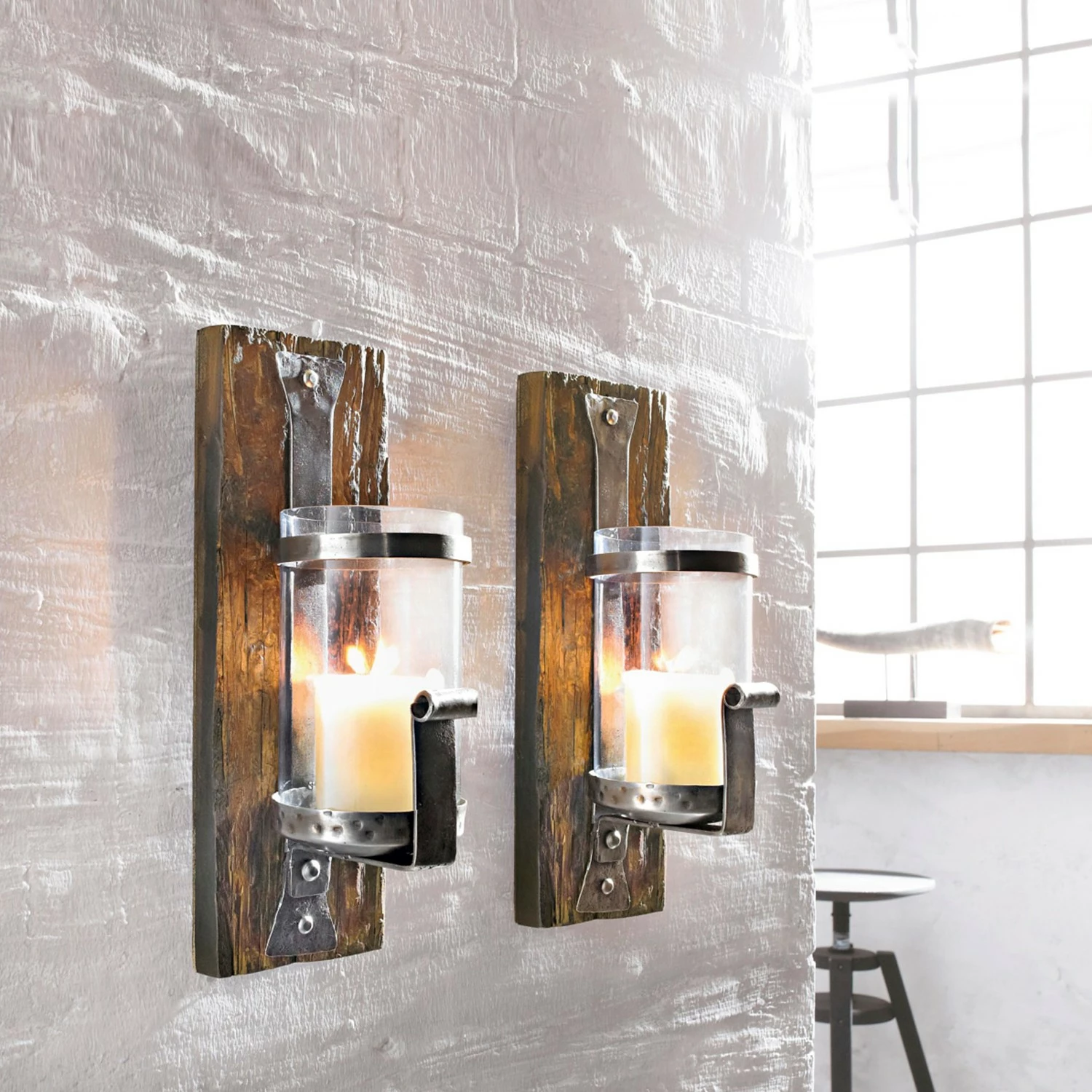 Twentyfour Kerzenhalter Wood - Recycling Holz / Eisen - Braun – Bild 3