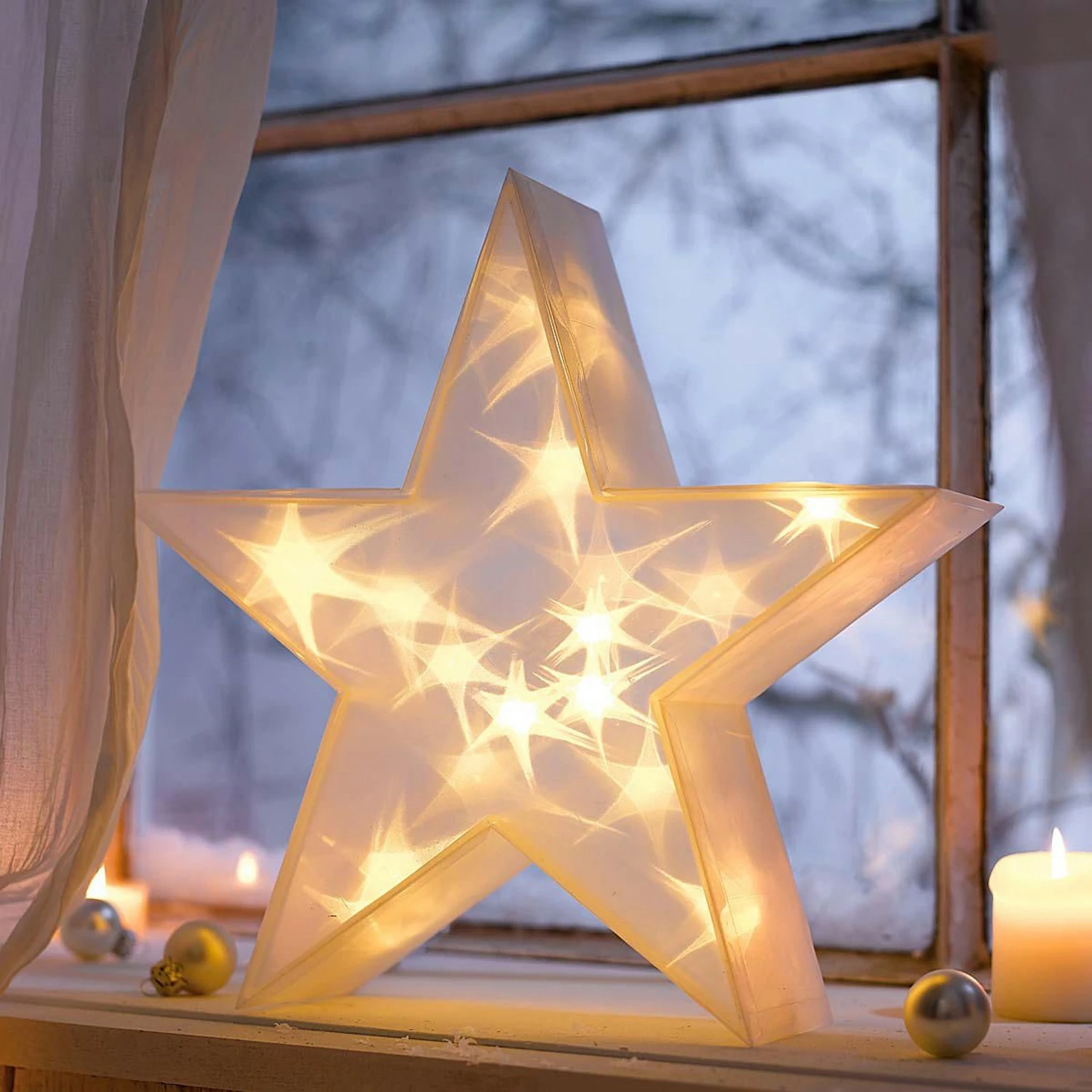 Twentyfour LED-Dekoobjekt 3D-Stern - Polyester PVC - Transparent – Bild 2