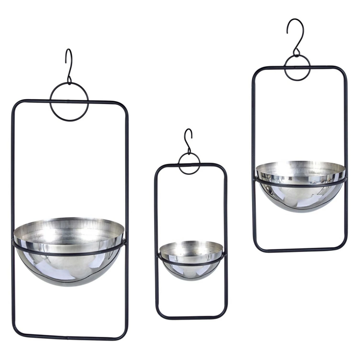 Twentyfour Pflanzenhänger Himba (3-teilig) - Edelstahl - Schwarz