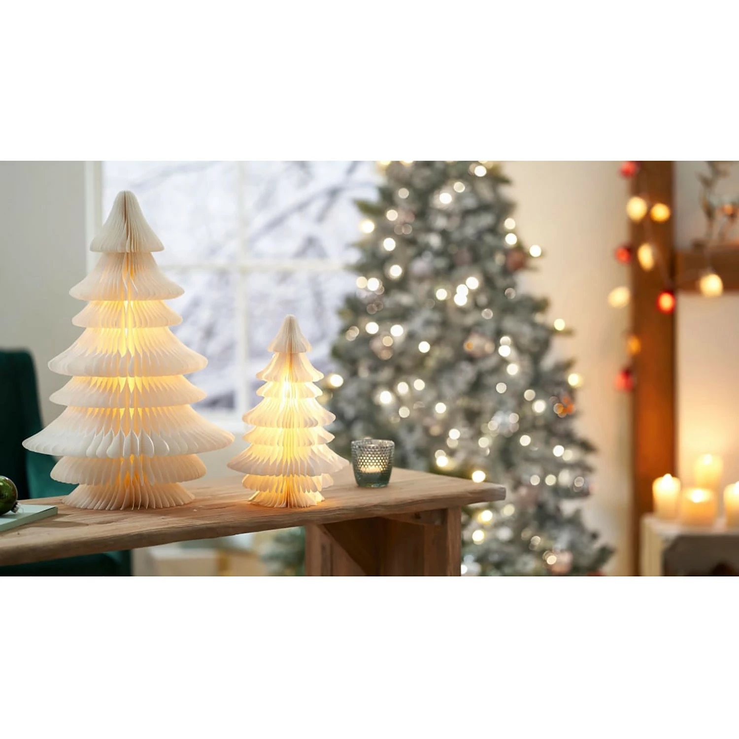 Twentyfour LED-Dekoration Papiertanne - Papier / Kunststoff - Weiß – Bild 2