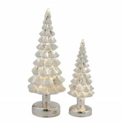 Twentyfour LED-Deko-Tannenbaum Snow (2-teilig) - Glas / Kunststoff - Silber / Weiß